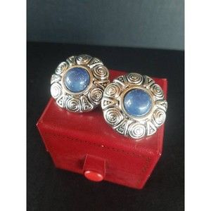 Silver and Blue Plastic Clip-on Earrings